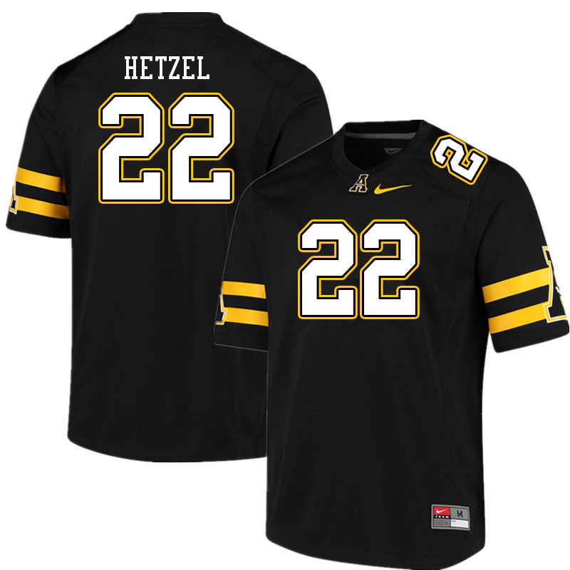 Men #22 Michael Hetzel Appalachian State Mountaineers College Football Jerseys Sale-Black